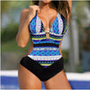 Siamese swimsuit bohemian retro print ladies bikini Angelwarriorfitness.com