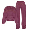 Ins Letter Sports Suit Zip-up Hooded Cropped Sweatshirt Top And Loose Drawstring Trousers Fashion Womens Clothing Angelwarriorfitness.com