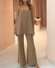 Sexy Solid Color Simple SuitSling Top Plus  Flared Pants Women Angelwarriorfitness.com