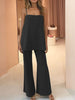 Sexy Solid Color Simple SuitSling Top Plus  Flared Pants Women Angelwarriorfitness.com