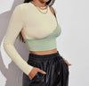New Sexy Hit Color Strapless T-Shirt Stitching Slim Top Women Bottoming Long-Sleeved T-Shirt Angelwarriorfitness.com