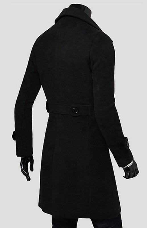 Men's Double Breasted Lengthened Simple Wool Coat Angelwarriorfitness.com