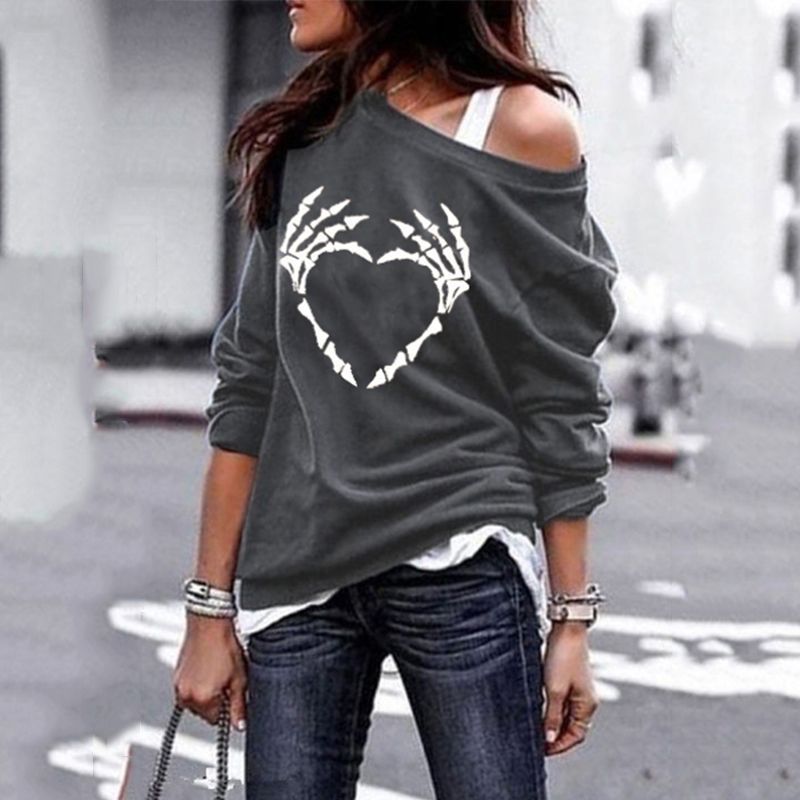 Plus Size Gothic Skeleton Pattern Sweatshirts Angelwarriorfitness.com