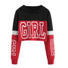 Crop Top Hoodie Sweatshirt Hoodies Women Patchwork Lett Angelwarriorfitness.com