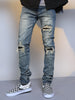 Mens Ripped Washed Blue Denim Jeans Angelwarriorfitness.com