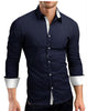 Business Men's Long-sleeved Shirt, Slim Fit, Colorful Buttons, Lapel, Mens Angelwarriorfitness.com