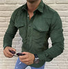 Men's Shirt Fashion Casual Solid Color Button Slim Long Sleeved Shirt Angelwarriorfitness.com