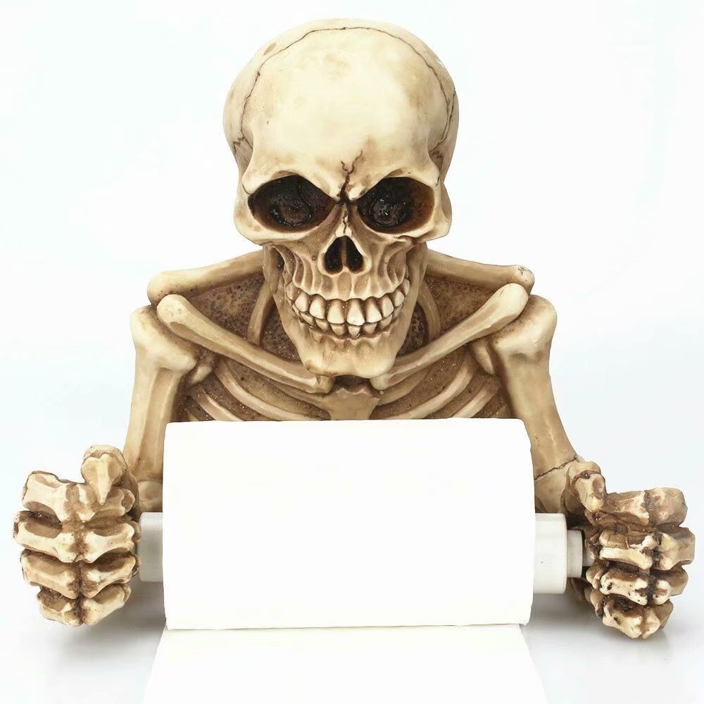 Funny Retro Skeleton Skull Bathroom Toilet Paper Holder Angelwarriorfitness.com