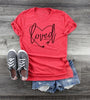 Women's fashion tops loved casual round neck letters Angelwarriorfitness.com