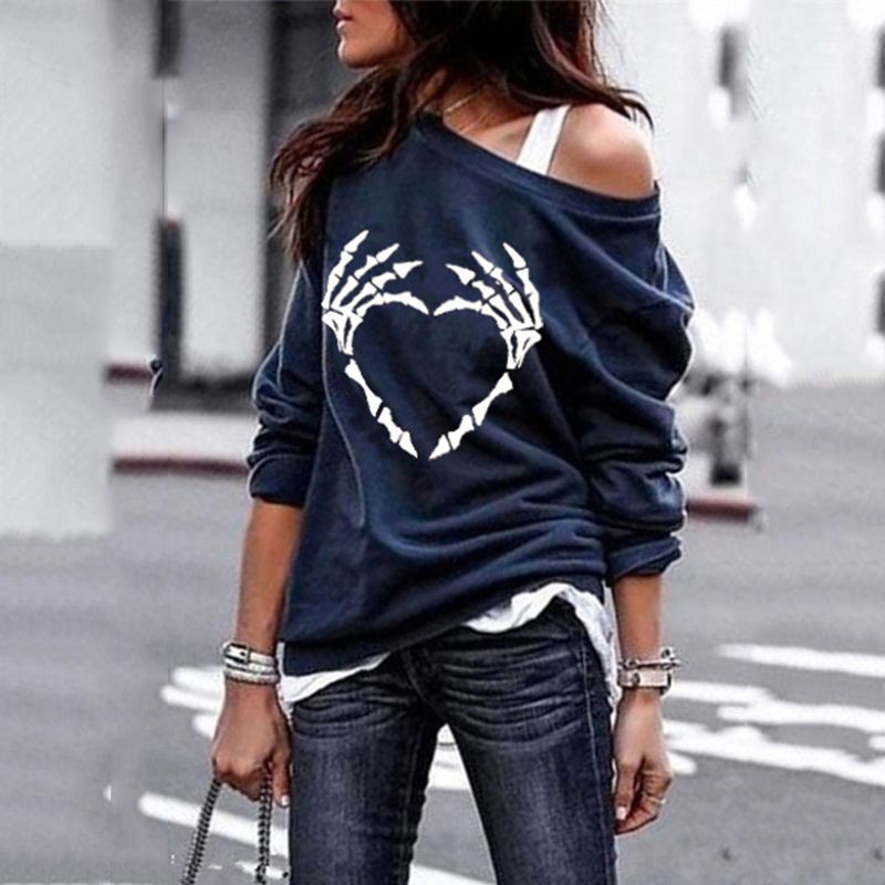 Plus Size Gothic Skeleton Pattern Sweatshirts Angelwarriorfitness.com