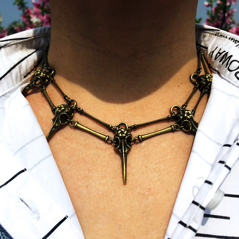 Gothic bird skull necklace Angelwarriorfitness.com