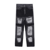 Mens Loose-fitting Casual Frayed Decorative Jeans Angelwarriorfitness.com