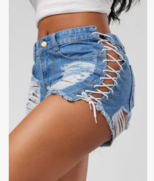 GOTHIC RIPPED MINI JEAN SHORTS Angelwarriorfitness.com