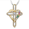 Cross Love Colorful Imitatio Gemstone Pendant Alloy Clavicle Chain Angelwarriorfitness.com