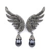 Angel Wings Alloy Diamond Pearl Earrings Angelwarriorfitness.com