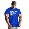Printed beast men's collar sports cotton T-shirt muscle generation Angelwarriorfitness.com