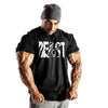 Printed beast men's collar sports cotton T-shirt muscle generation Angelwarriorfitness.com