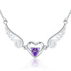 Angel Wings Necklace Pure Silver 925 Jewelry Romantic Purple Crystal Heart Necklaces For Women Sterling-Silver-Jewelry Necklace Angelwarriorfitness.com