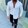 Slub Long Sleeve Button Lapel Men's Linen Shirt Angelwarriorfitness.com