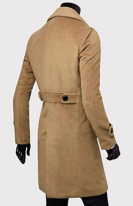 Men's Double Breasted Lengthened Simple Wool Coat Angelwarriorfitness.com