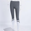 Gray & White Two Bars Leggings Angelwarriorfitness.com