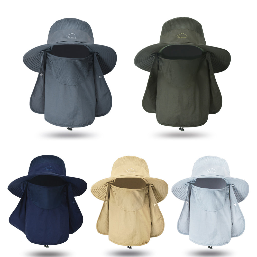 Fishing Hat Outdoor Sun Protection Hat with Removable Neck Face Mask Angelwarriorfitness.com