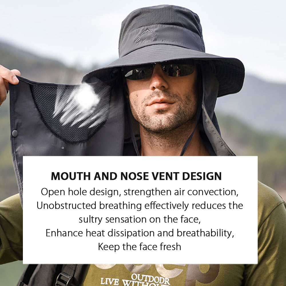 Fishing Hat Outdoor Sun Protection Hat with Removable Neck Face Mask Angelwarriorfitness.com