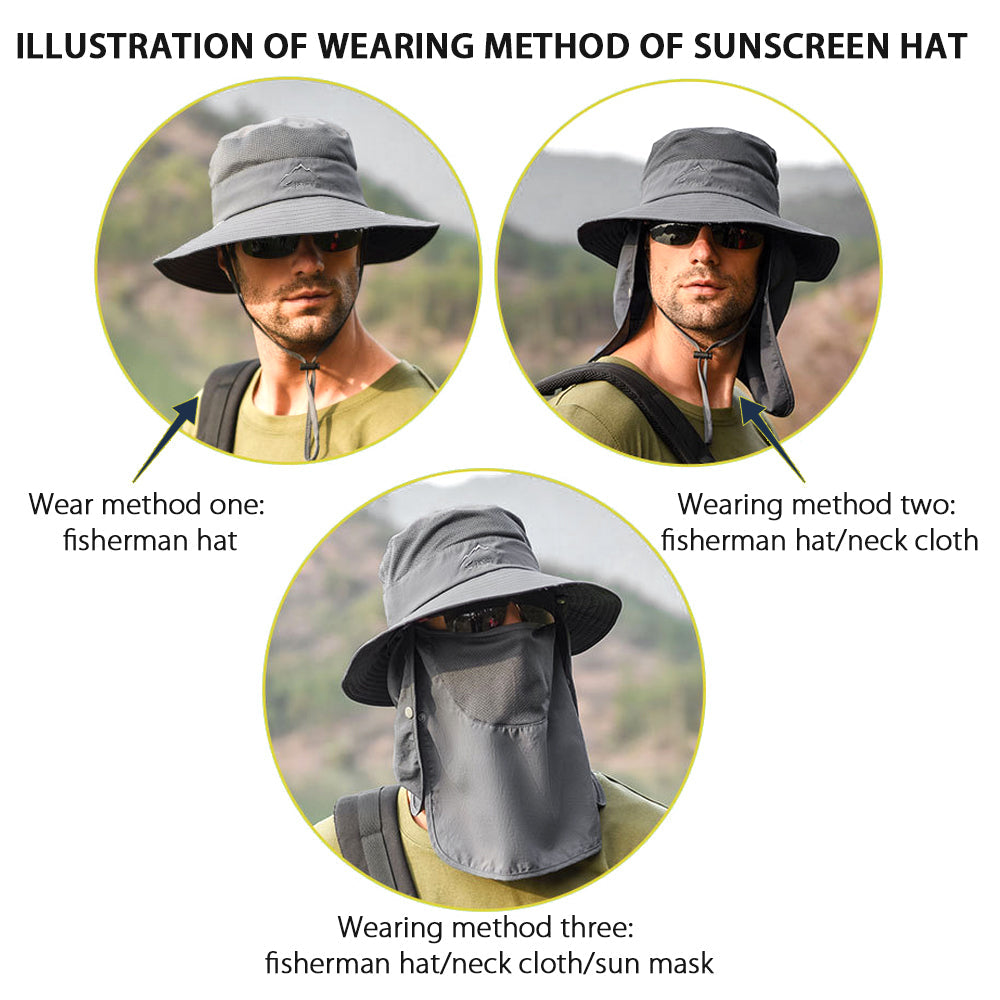 Fishing Hat Outdoor Sun Protection Hat with Removable Neck Face Mask Angelwarriorfitness.com