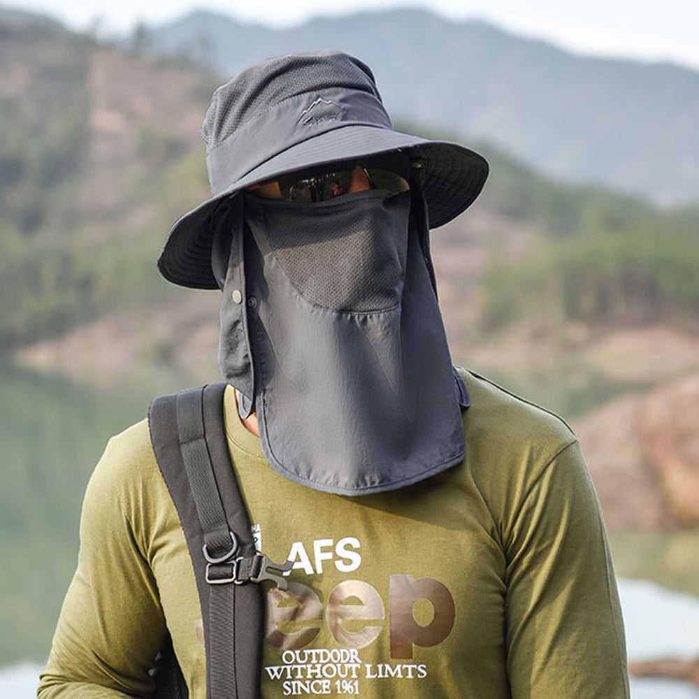 Fishing Hat Outdoor Sun Protection Hat with Removable Neck Face Mask Angelwarriorfitness.com