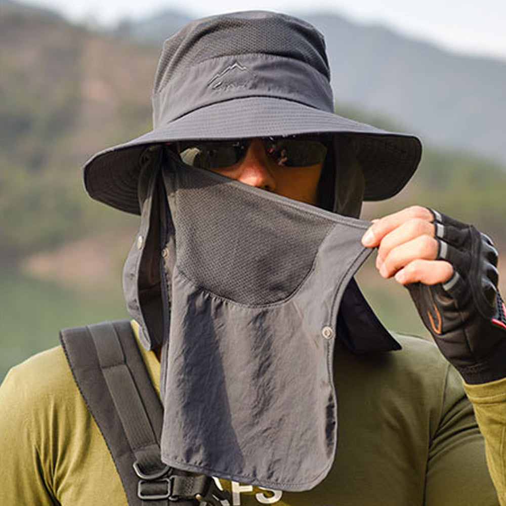 Fishing Hat Outdoor Sun Protection Hat with Removable Neck Face Mask Angelwarriorfitness.com