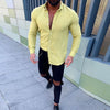 Slub Long Sleeve Button Lapel Men's Linen Shirt Angelwarriorfitness.com