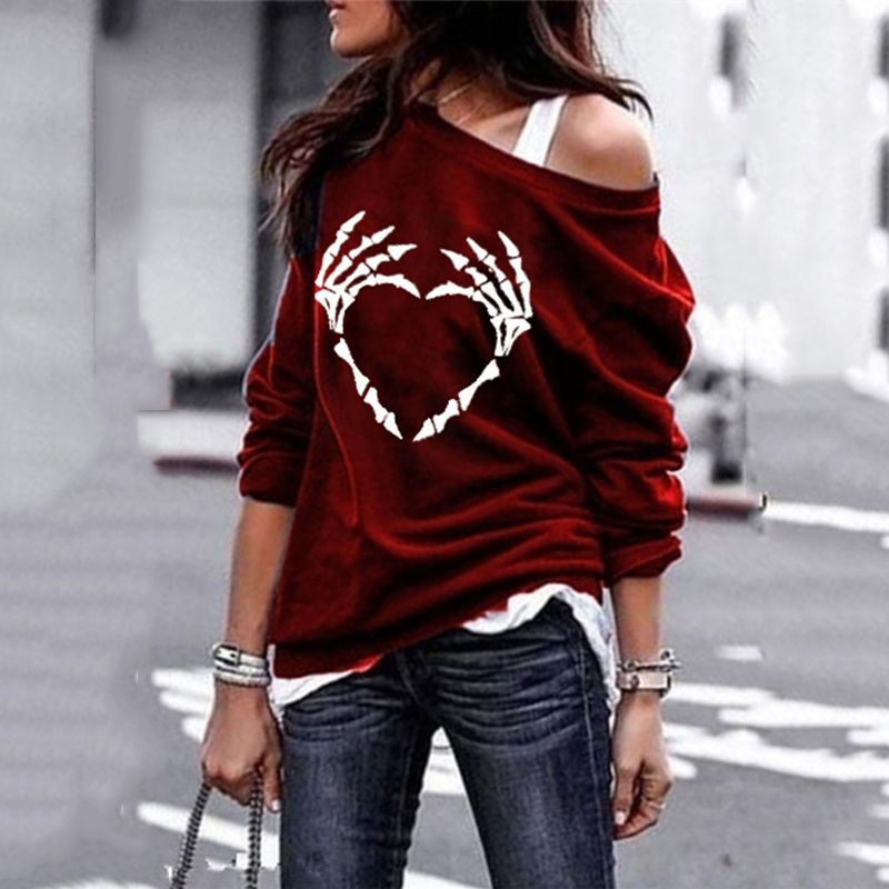 Plus Size Gothic Skeleton Pattern Sweatshirts Angelwarriorfitness.com