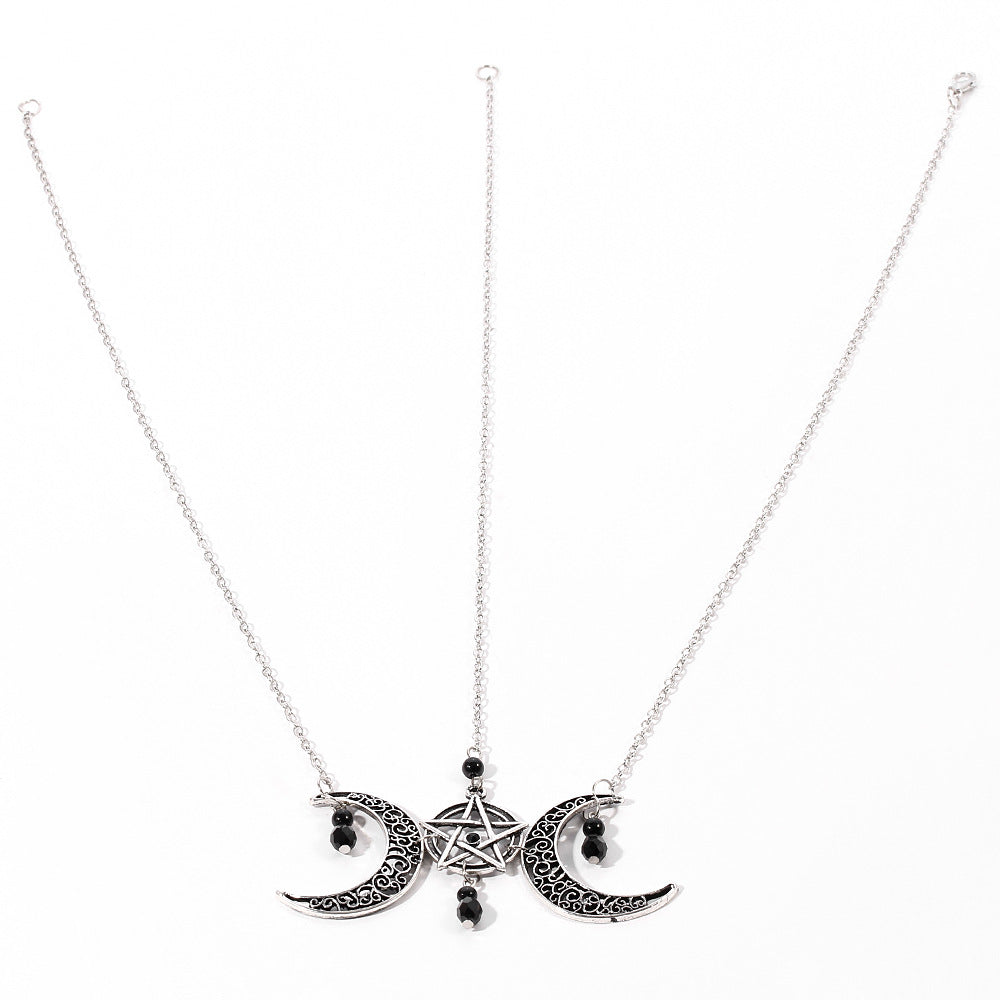 Gothic Pentagram Necklace Moon Crystal Angelwarriorfitness.com