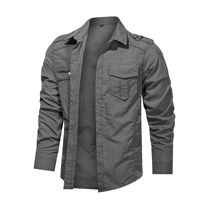 Men Shirt Outwear Military Thin Long Sleeve Shirts Quick-dry Solid Casual Fit Men Shirt Angelwarriorfitness.com