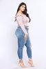 Stretch denim hole high waist ladies jeans Angelwarriorfitness.com