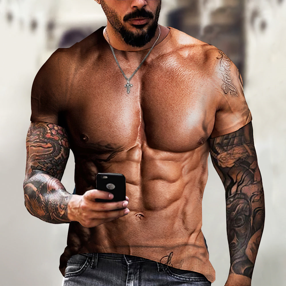 Jaw Dropping funny Muscle 3 D Digital Printed T-Shirt Angelwarriorfitness.com