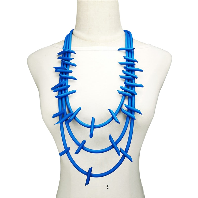 UKEBAY New Gothic Pendant Necklaces Women Punk Sweater Chains 3 Necklaces Strange Jewelry Handmade Rubber Jewelry Torques Rope Angelwarriorfitness.com