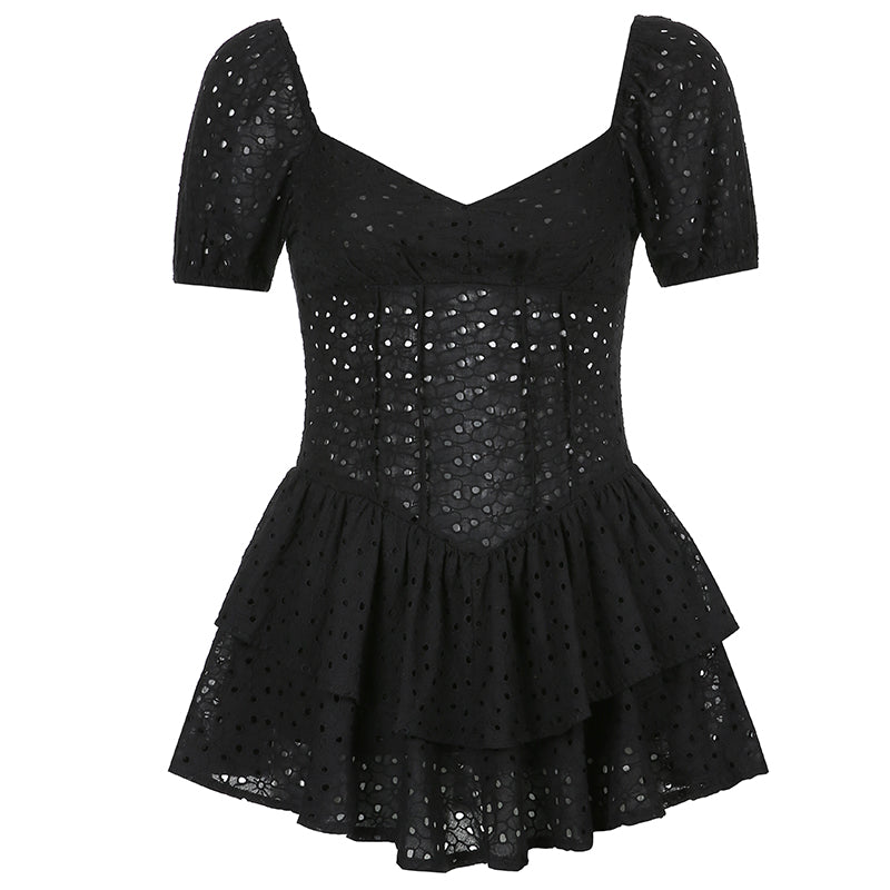 V Neck Ruffles Pleated Dress Angelwarriorfitness.com