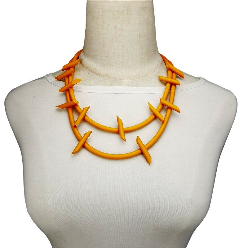 UKEBAY New Gothic Pendant Necklaces Women Punk Sweater Chains 3 Necklaces Strange Jewelry Handmade Rubber Jewelry Torques Rope Angelwarriorfitness.com