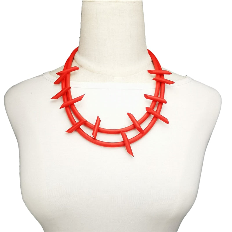 UKEBAY New Gothic Pendant Necklaces Women Punk Sweater Chains 3 Necklaces Strange Jewelry Handmade Rubber Jewelry Torques Rope Angelwarriorfitness.com