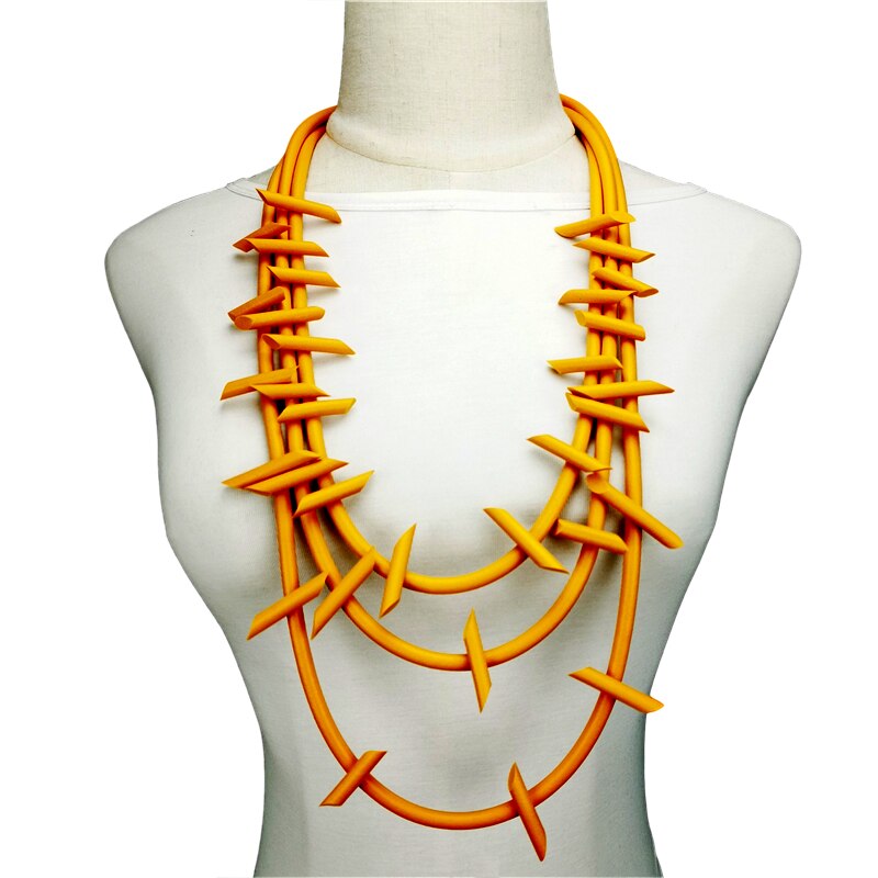 UKEBAY New Gothic Pendant Necklaces Women Punk Sweater Chains 3 Necklaces Strange Jewelry Handmade Rubber Jewelry Torques Rope Angelwarriorfitness.com