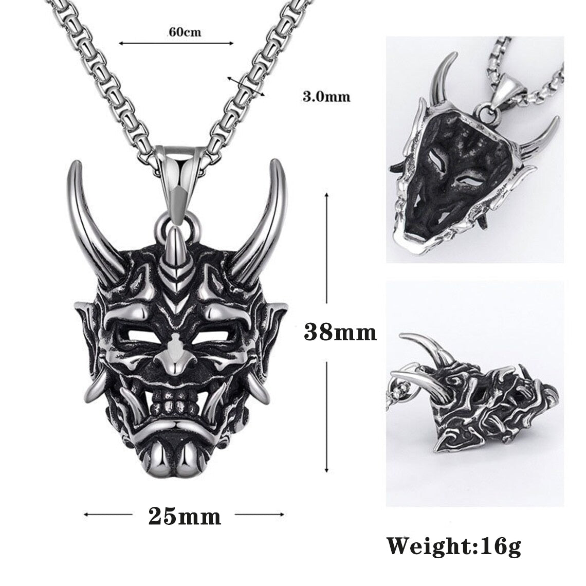 Japanese Ghost Skull Mask Necklace Angelwarriorfitness.com