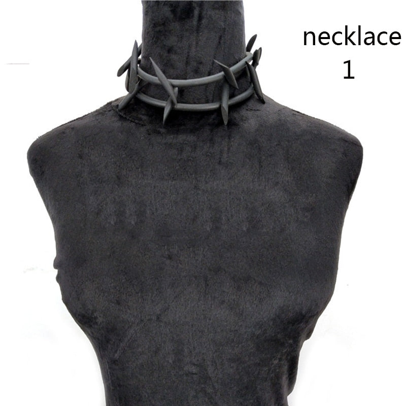 UKEBAY New Gothic Pendant Necklaces Women Punk Sweater Chains 3 Necklaces Strange Jewelry Handmade Rubber Jewelry Torques Rope Angelwarriorfitness.com