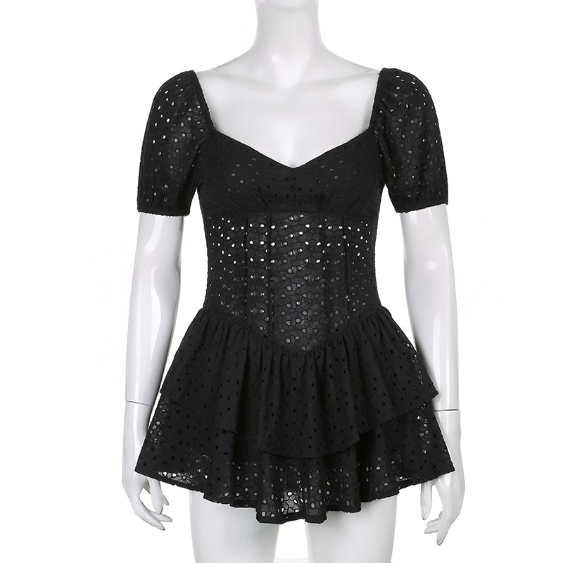 V Neck Ruffles Pleated Dress Angelwarriorfitness.com