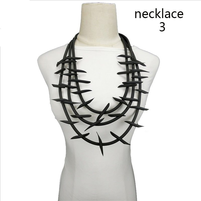 UKEBAY New Gothic Pendant Necklaces Women Punk Sweater Chains 3 Necklaces Strange Jewelry Handmade Rubber Jewelry Torques Rope Angelwarriorfitness.com