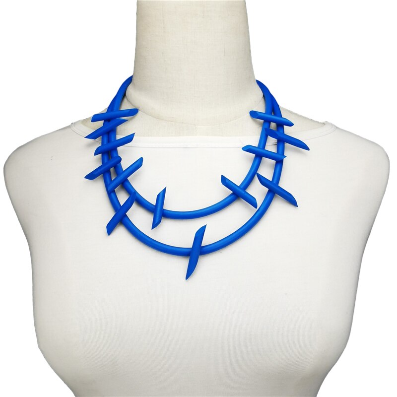 UKEBAY New Gothic Pendant Necklaces Women Punk Sweater Chains 3 Necklaces Strange Jewelry Handmade Rubber Jewelry Torques Rope Angelwarriorfitness.com