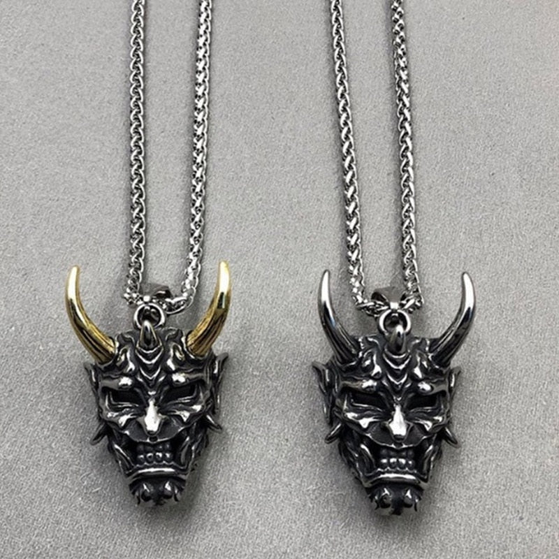 Japanese Ghost Skull Mask Necklace Angelwarriorfitness.com