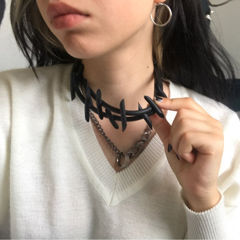 UKEBAY New Gothic Pendant Necklaces Women Punk Sweater Chains 3 Necklaces Strange Jewelry Handmade Rubber Jewelry Torques Rope Angelwarriorfitness.com