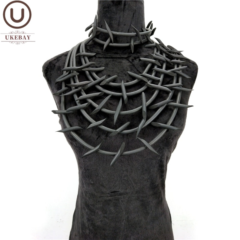UKEBAY New Gothic Pendant Necklaces Women Punk Sweater Chains 3 Necklaces Strange Jewelry Handmade Rubber Jewelry Torques Rope Angelwarriorfitness.com
