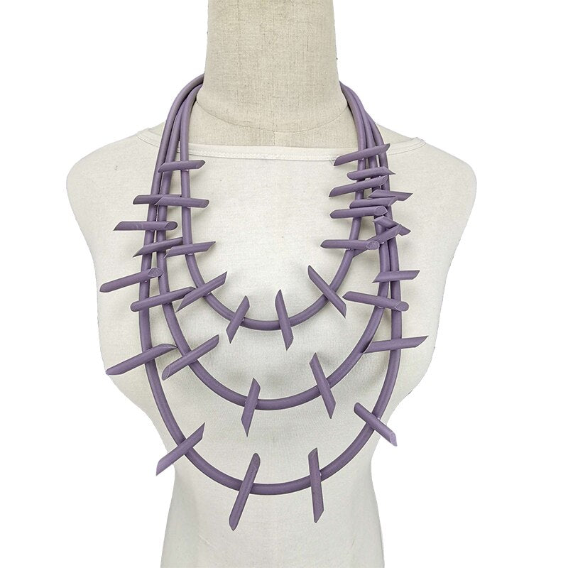 UKEBAY New Gothic Pendant Necklaces Women Punk Sweater Chains 3 Necklaces Strange Jewelry Handmade Rubber Jewelry Torques Rope Angelwarriorfitness.com
